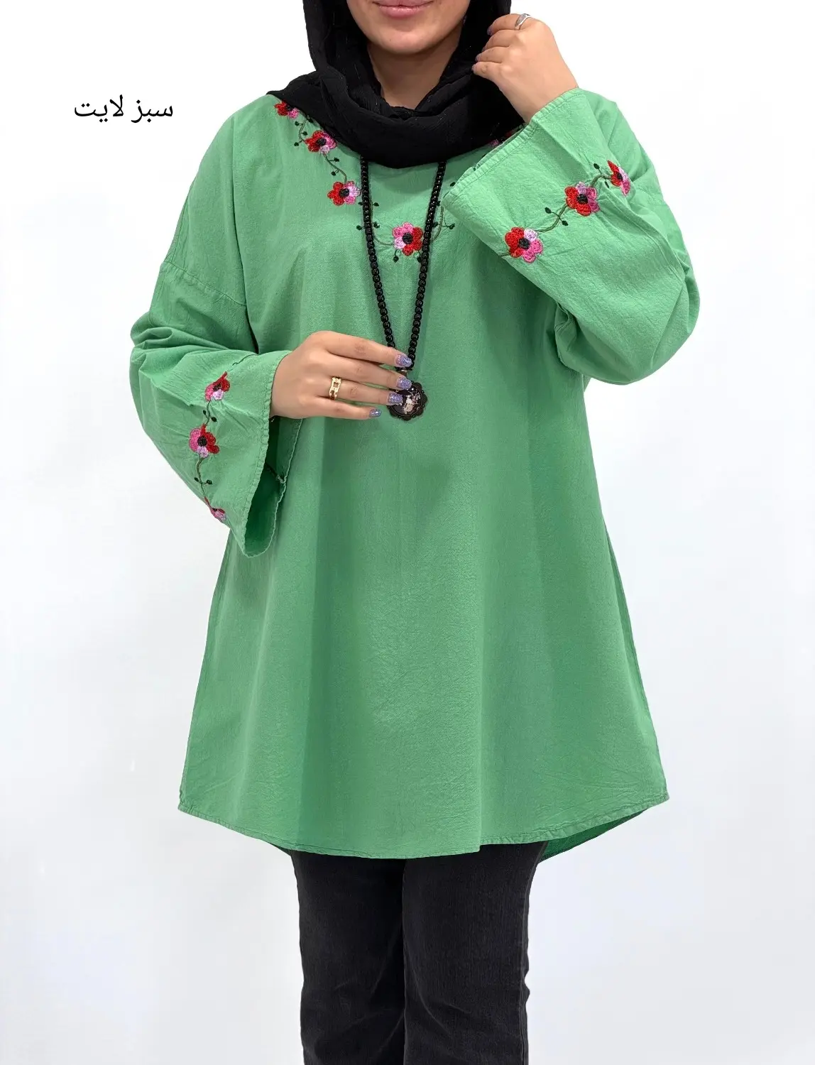 مانتو لینن گلدوزی نرگس کد 7033